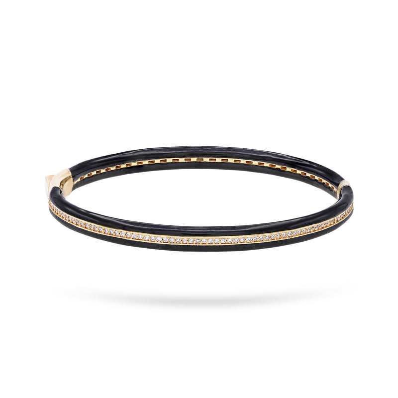 Gradiva Onyx Cuffs | Diamond Bangle Bracelet | 18K Gold