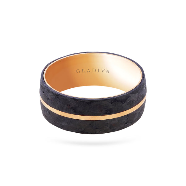 Gradiva Wedding Band | Carbon Fiber Ring | 18K Gold